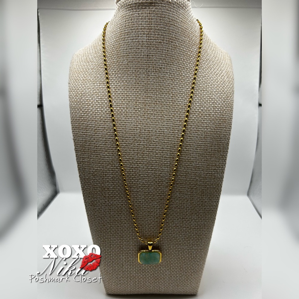 Stainless Steel Amazonite Gold Necklace